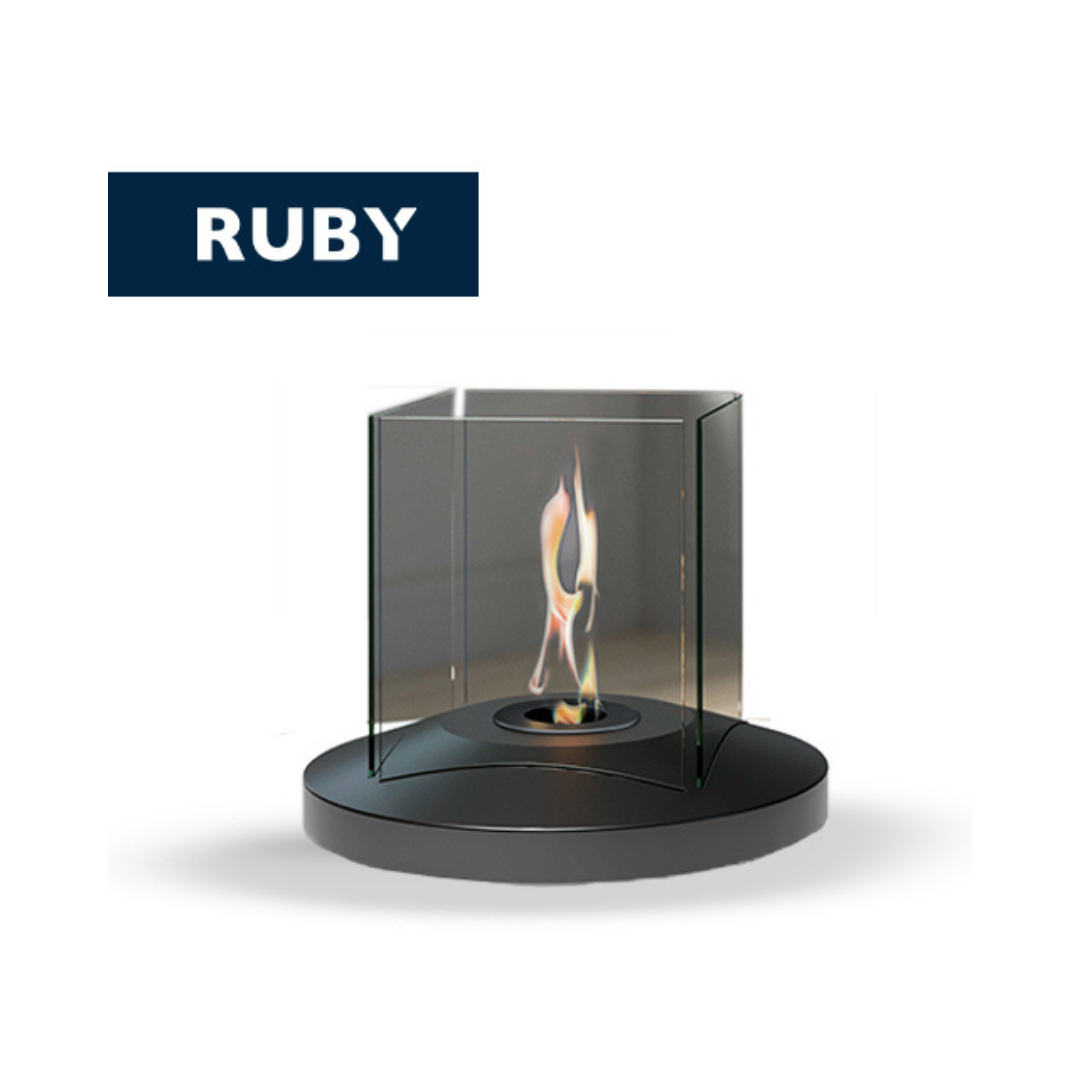 TECNOAIR SYSTEM Camino a Bioetanolo Ruby Da Tavolo Modello LIONE Da 0,5 kW - Colore Nero