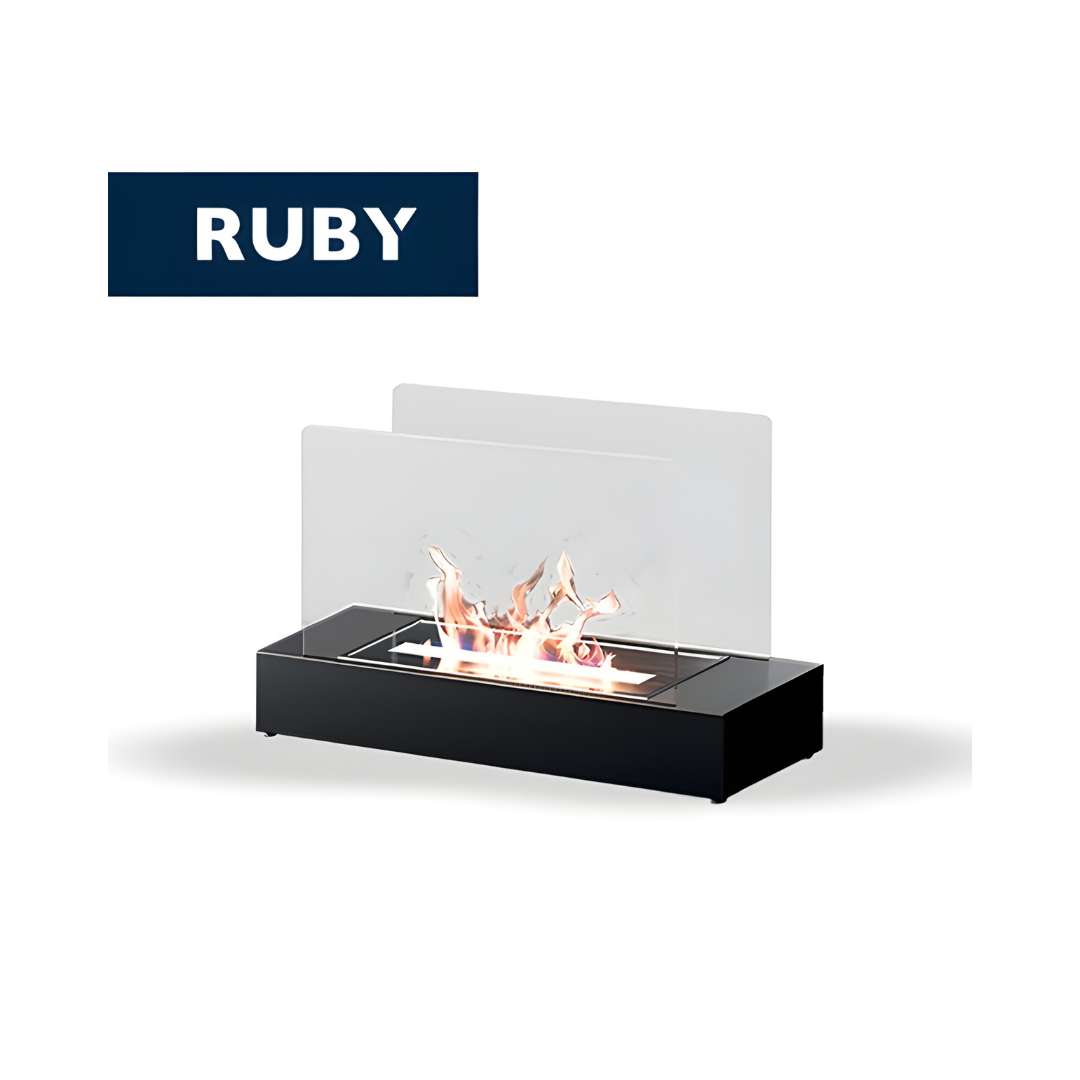 TECNOAIR SYSTEM Camino a Bioetanolo Ruby Da Tavolo Modello MANTOVA Da 2,0 kW - Colore Nero