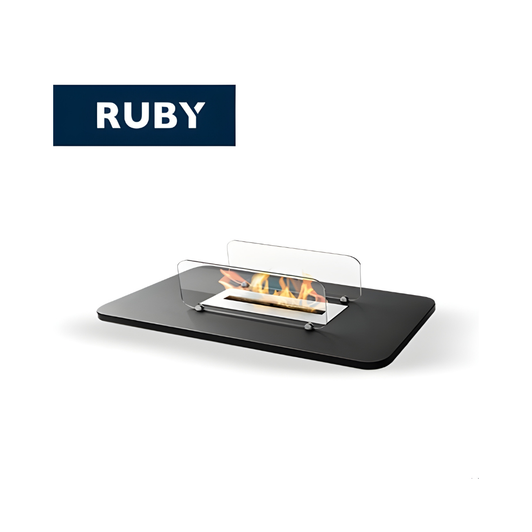 TECNOAIR SYSTEM Camino a Bioetanolo Ruby da Parete e da Tavolo Modello RIALTO Da 2,0 kW - Colore Nero