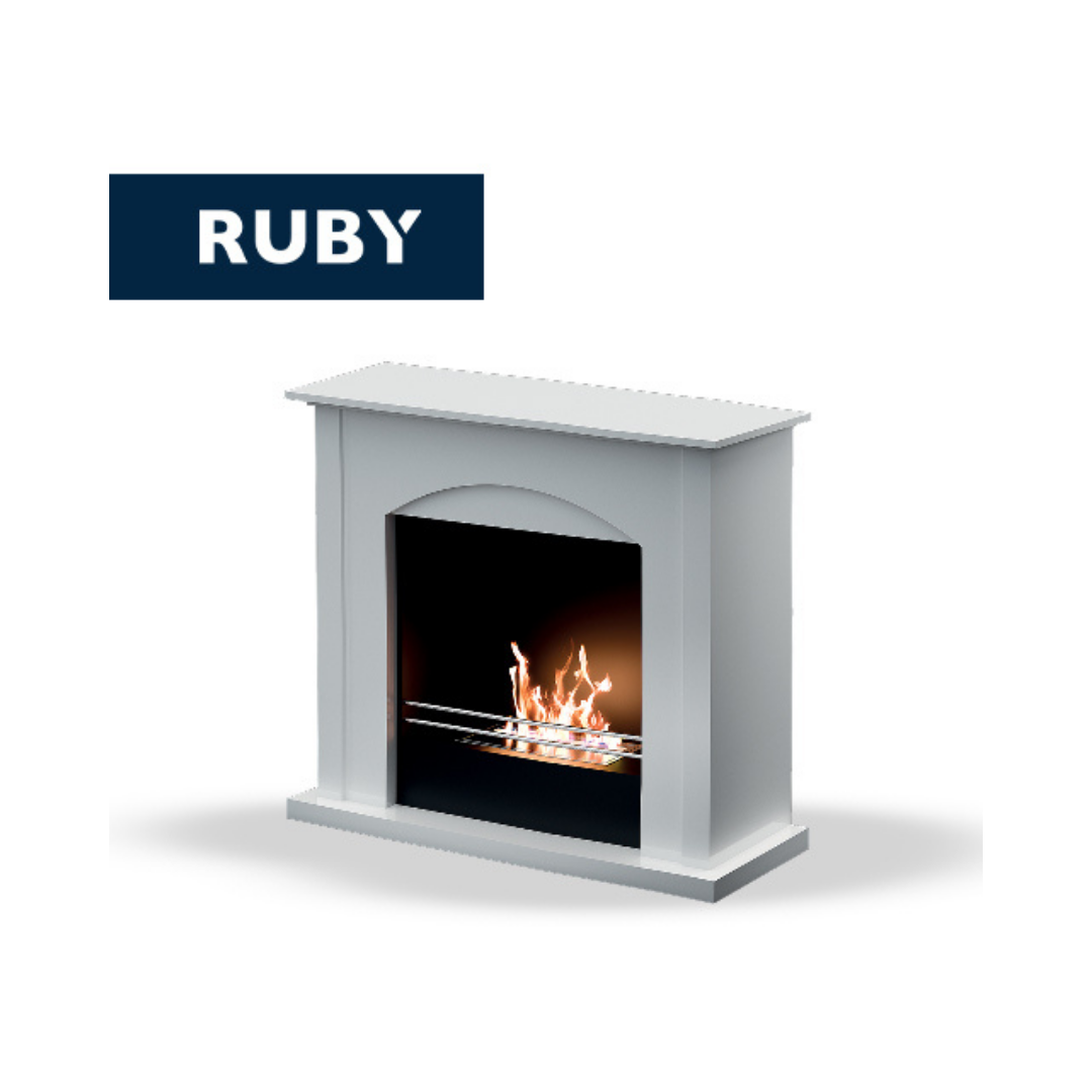 Cheminée à bioéthanol murale TECNOAIR SYSTEM Ruby, modèle VERONA 3,0 kW - Blanche