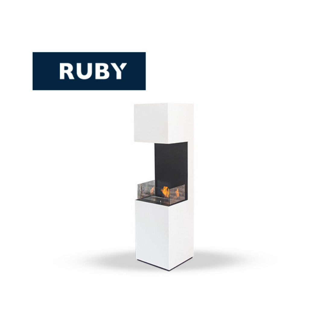 Cheminée à bioéthanol murale TECNOAIR SYSTEM Ruby, modèle VERONA 3,0 kW - Blanche