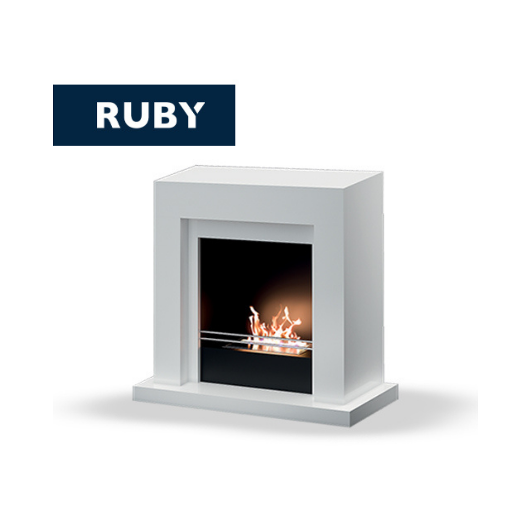 TECNOAIR SYSTEM Camino a Bioetanolo Ruby da Pavimento Modello UDINE Da 2,5 kW - Colore Bianco