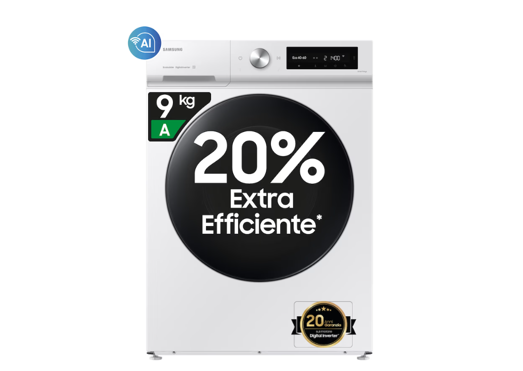 Lavatrice Libera Installazione Caricamento Frontale Samsung Bespoke AI™ 9Kg WW90DB7U34GWU3 Bianco Classe A ** PROMO **