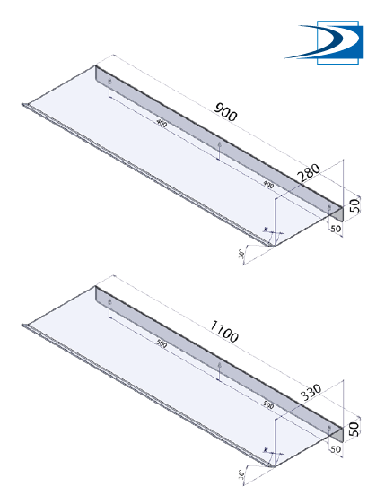 Adjustable Aluminum Deflector L. 1050mm