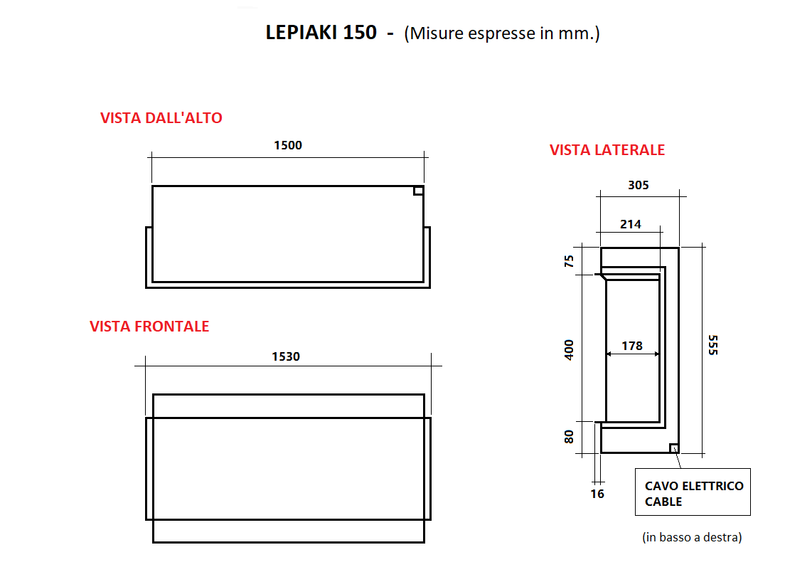 Camino Elettrico da Incasso MaisonFire Modello LEPIAKI 150