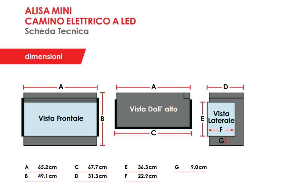 Camino Elettrico da Incasso MaisonFire Modello ALISA MINI