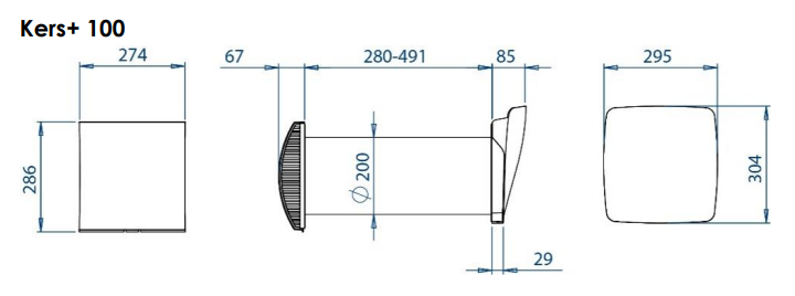 Ideal Clima Kers+ 50 VRKS52W Point-to-Point Heat Recovery Unit with Remote Control and Optional Wi-Fi Anti-Mold Function