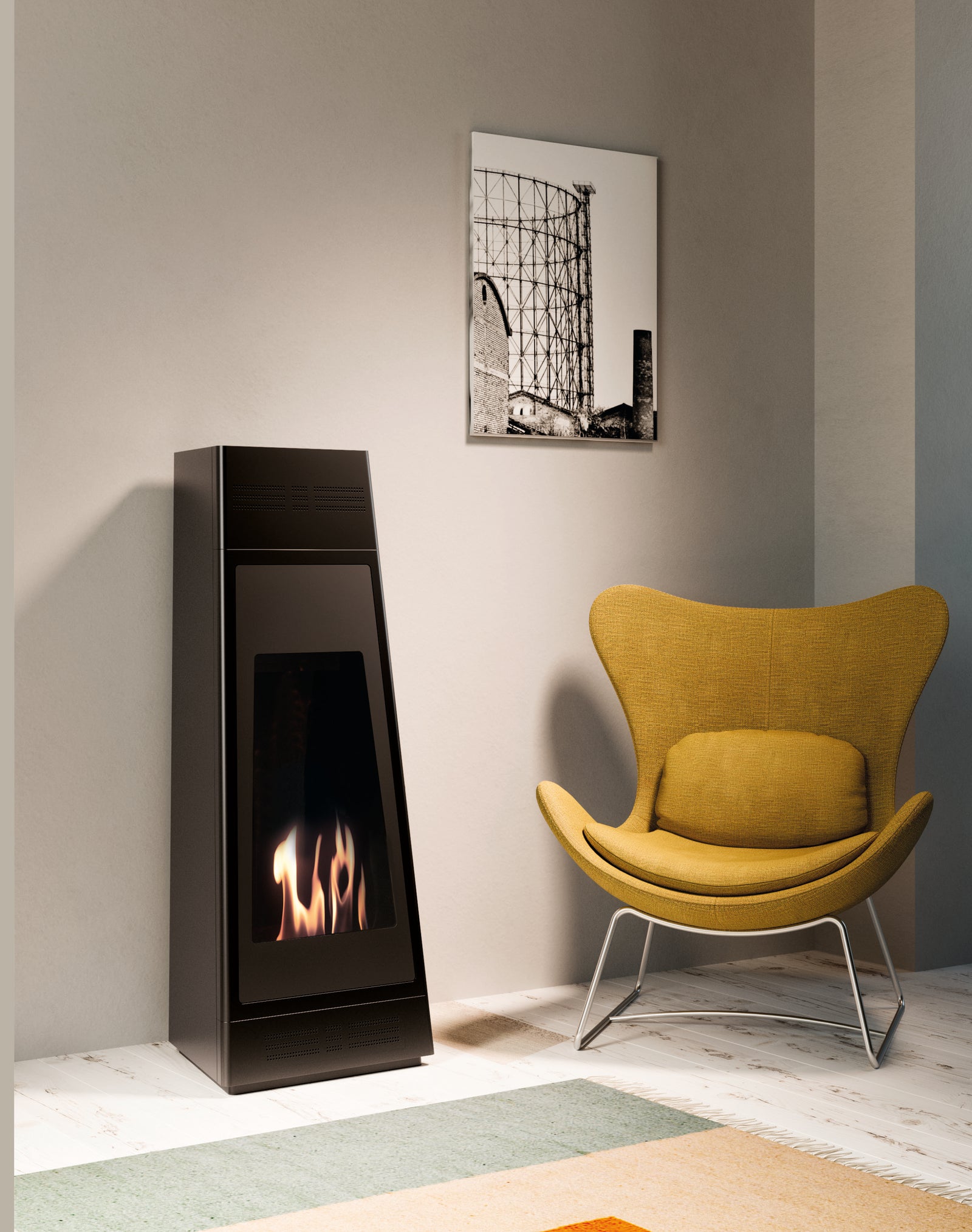 Cheminée à bioéthanol murale TECNOAIR SYSTEM Ruby, modèle VERONA 3,0 kW - Blanche