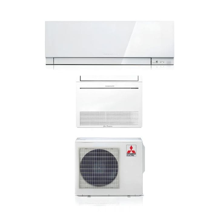 Condizionatore Climatizzatore Mitsubishi Electric Dual Split Inverter Kirigamine Zen White MSZ-EF50VGW 18000 R-32 con interna A pavimento KT25VG + MXZ-3F68VF4 Wi-Fi Integrato