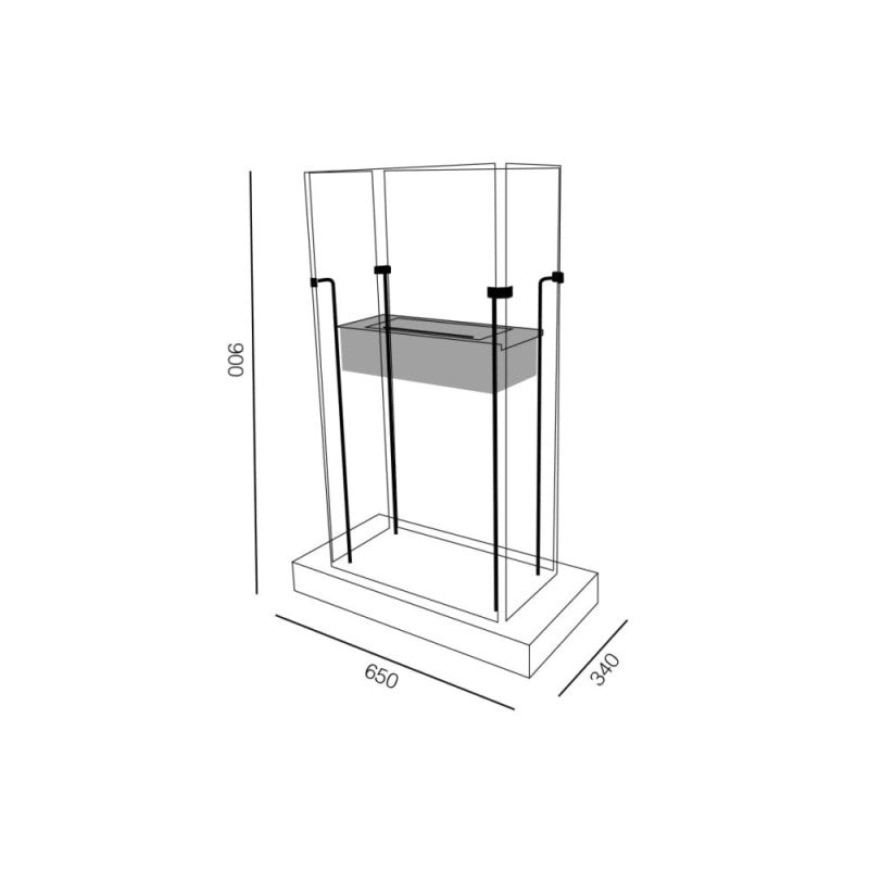 TECNOAIR SYSTEM Camino a Bioetanolo Ruby da Pavimento Modello ATLANTA Da 2,0 kW - Colore Nero