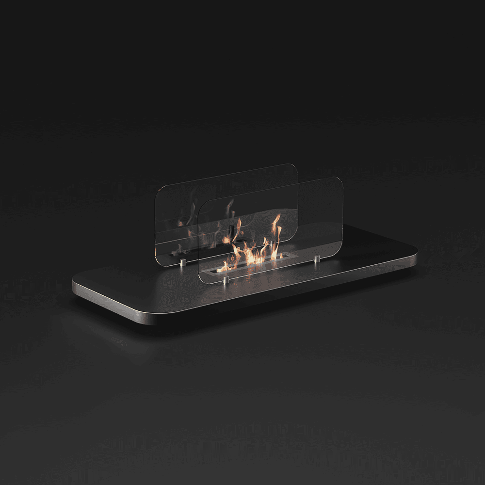 TECNOAIR SYSTEM Camino a Bioetanolo Ruby da Parete e da Tavolo Modello RIALTO Da 2,0 kW - Colore Nero