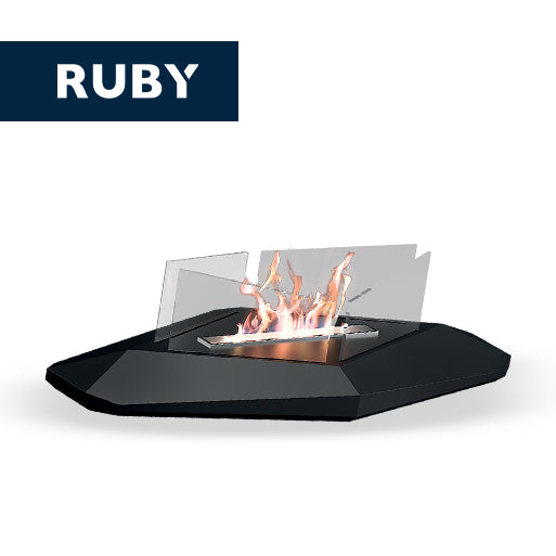 TECNOAIR SYSTEM Camino a Bioetanolo Ruby Da Tavolo Modello BOSTON Da 1,2 kW - Colore Nero