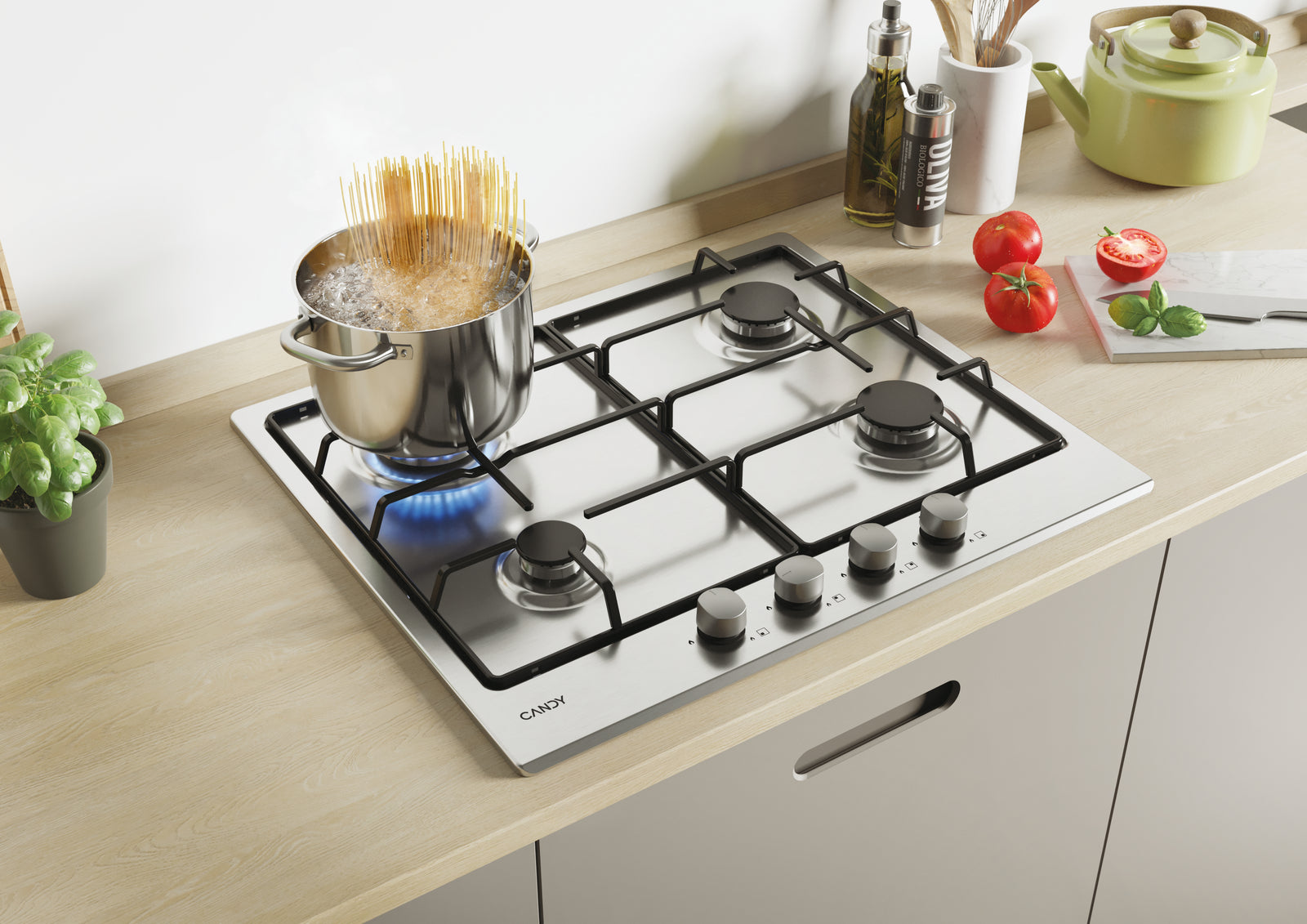 Piano Cottura a Gas Da Incasso Candy Idea CHW6BRX Acciaio inox 60 cm Gas 4 Fornello(i)
