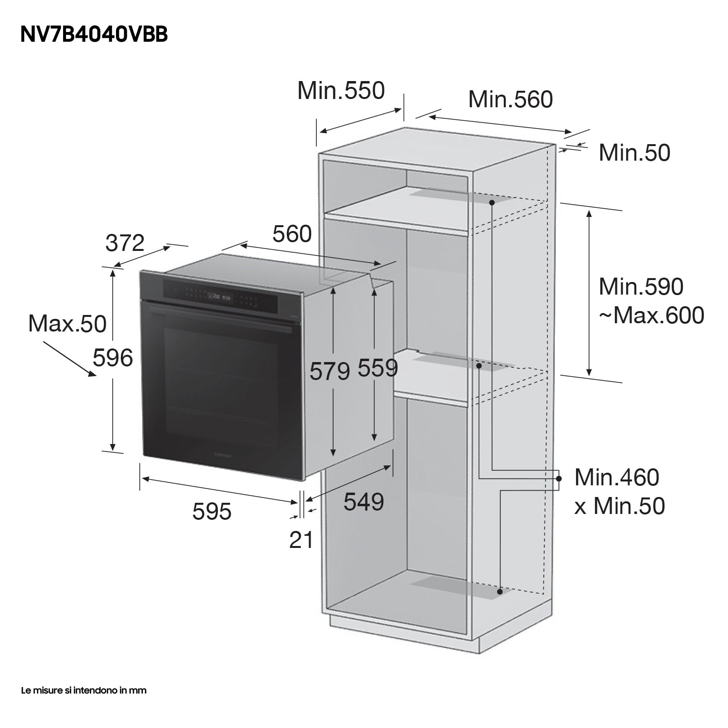 Forno Multifunzione Da Incasso Samsung Serie 4 NV7B4040VBB 76 L A+ Black Inox