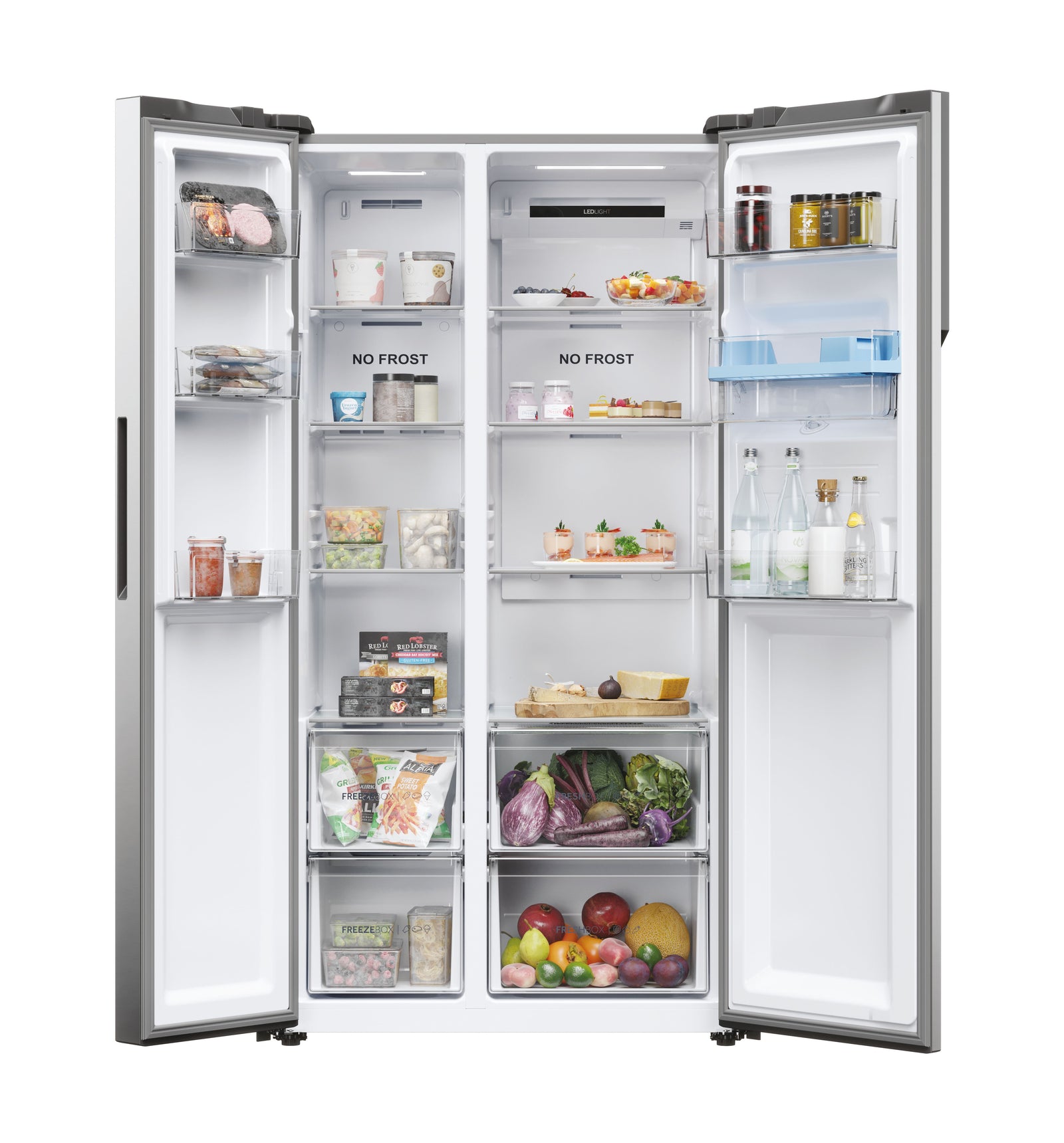 Frigorifero Side-by-Side Libera Installazione Haier SBS 90 Serie 5 HSR5918DWMP 521L Classe D Platino, Acciaio inox