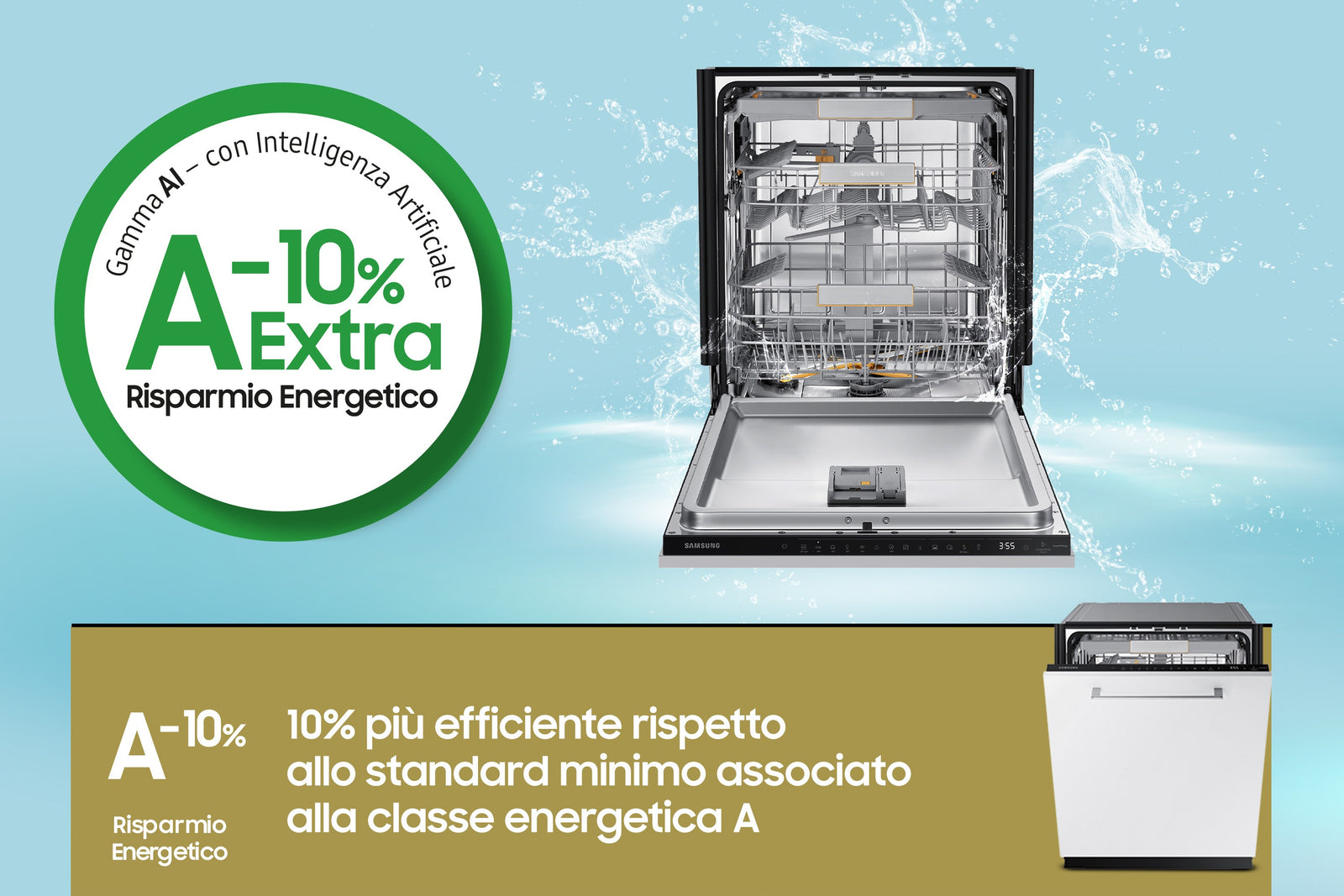 Lavastoviglie Da Incasso a Scomparsa Totale Samsung DW60CG880B00 Serie 8700 14 Coperti Classe A