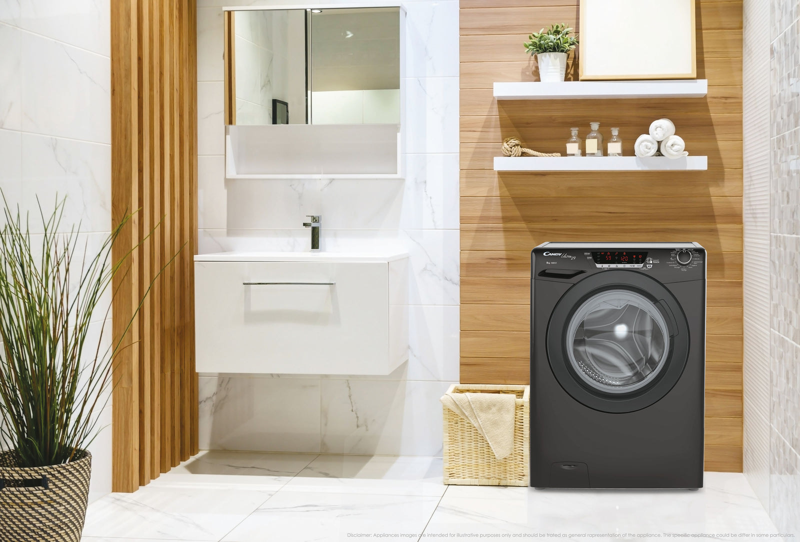 Lavatrice Libera Installazione Caricamento Frontale Candy Ultra Hygiene HES12104TWMBB6-S 10 kg 1200 Giri/min Nero