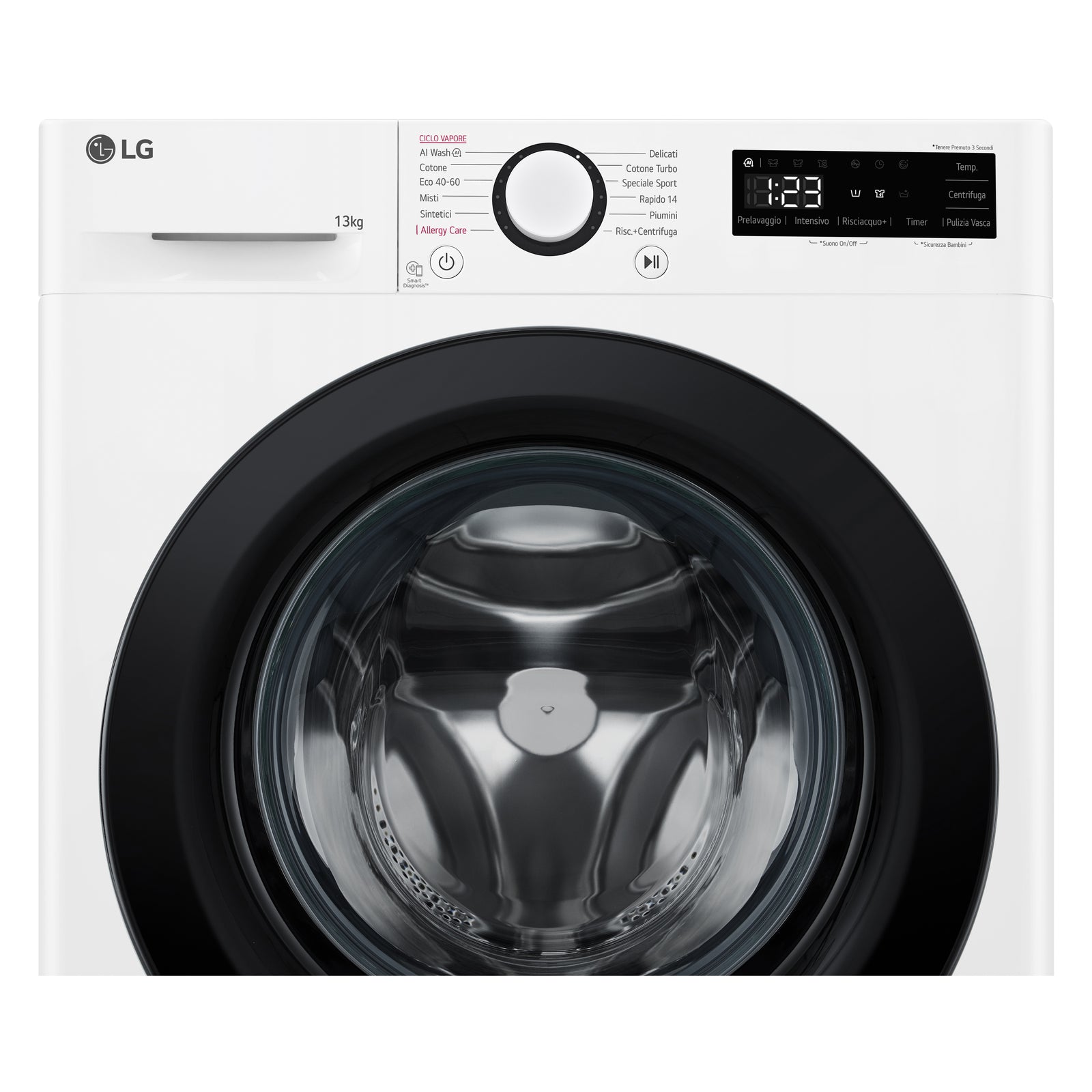Lavatrice a Vapore Libera Installazione Caricamento Frontale LG F4R3013NSWB 13kg AI DD Classe A 1400 giri/min