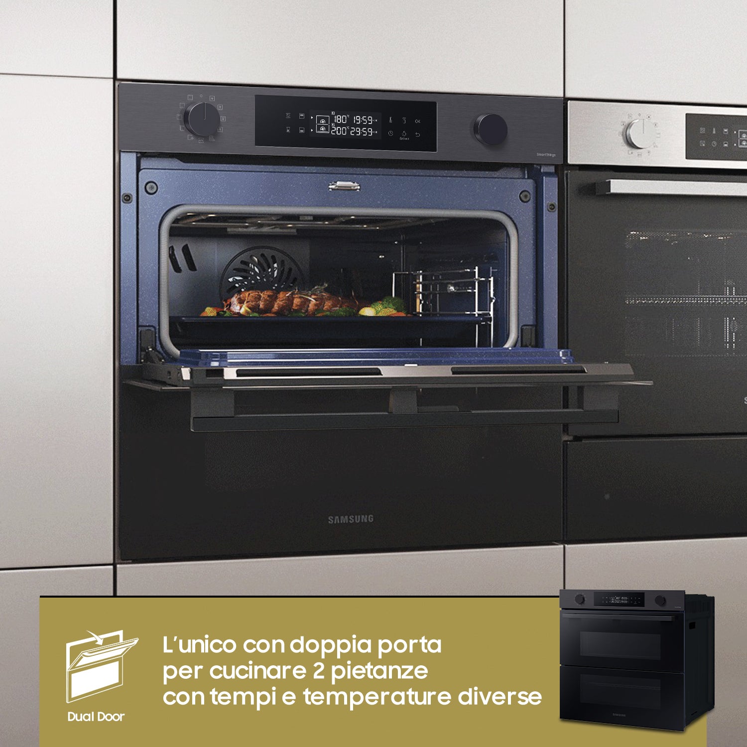 Forno Da Incasso Samsung Dual Cook Flex™ Serie 4 NV7B4540VBB 76L Classe A+ Black Inox