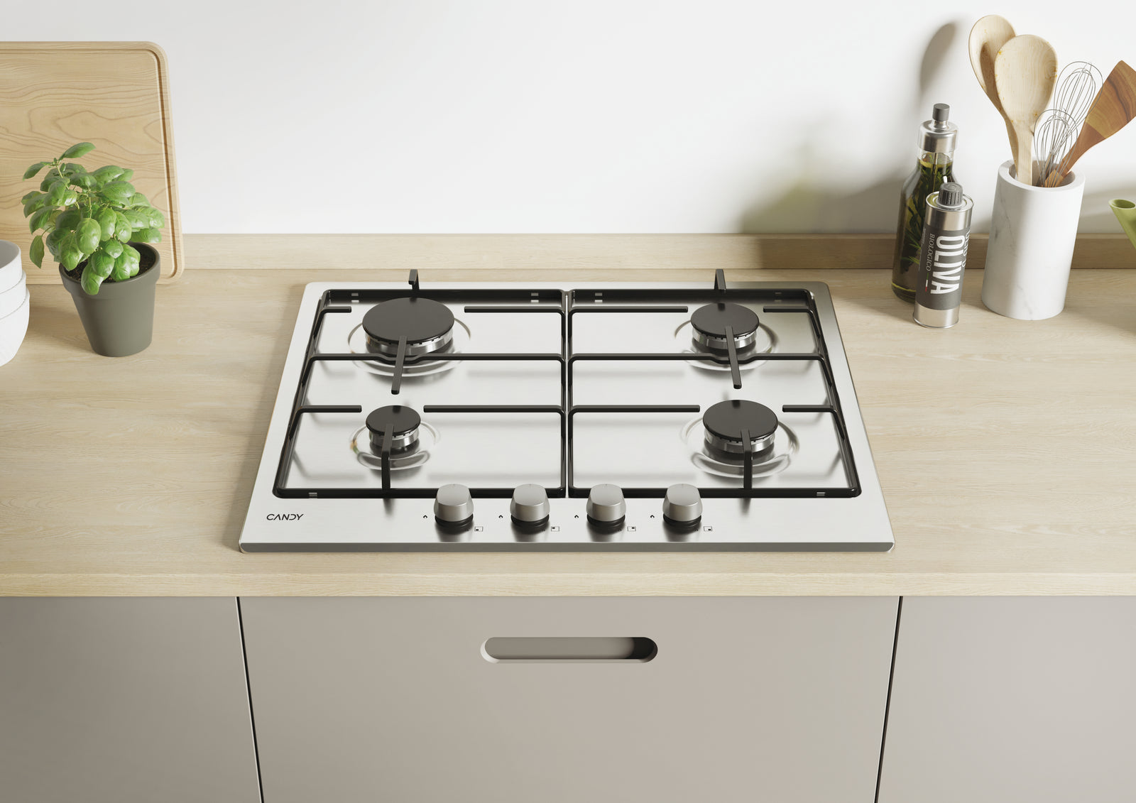 Piano Cottura a Gas Da Incasso Candy Idea CHW6BRX Acciaio inox 60 cm Gas 4 Fornello(i)