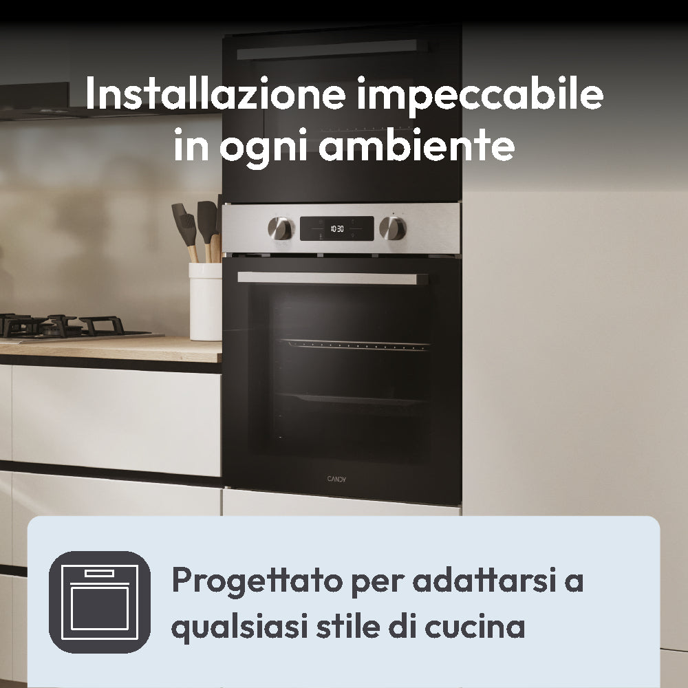 Forno Da Incasso Candy New Moderna CA6 N3B1HTX 78L in Acciaio Inox, Nero