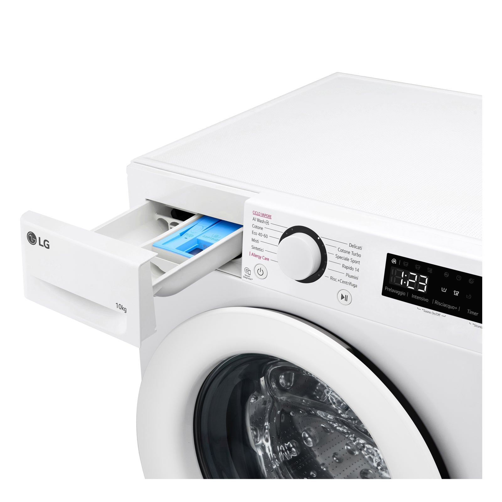 Lavatrice a Vapore Libera Installazione Caricamento Frontale LG F4R3010NSWW 10kg AI DD Classe A 1400 giri/min