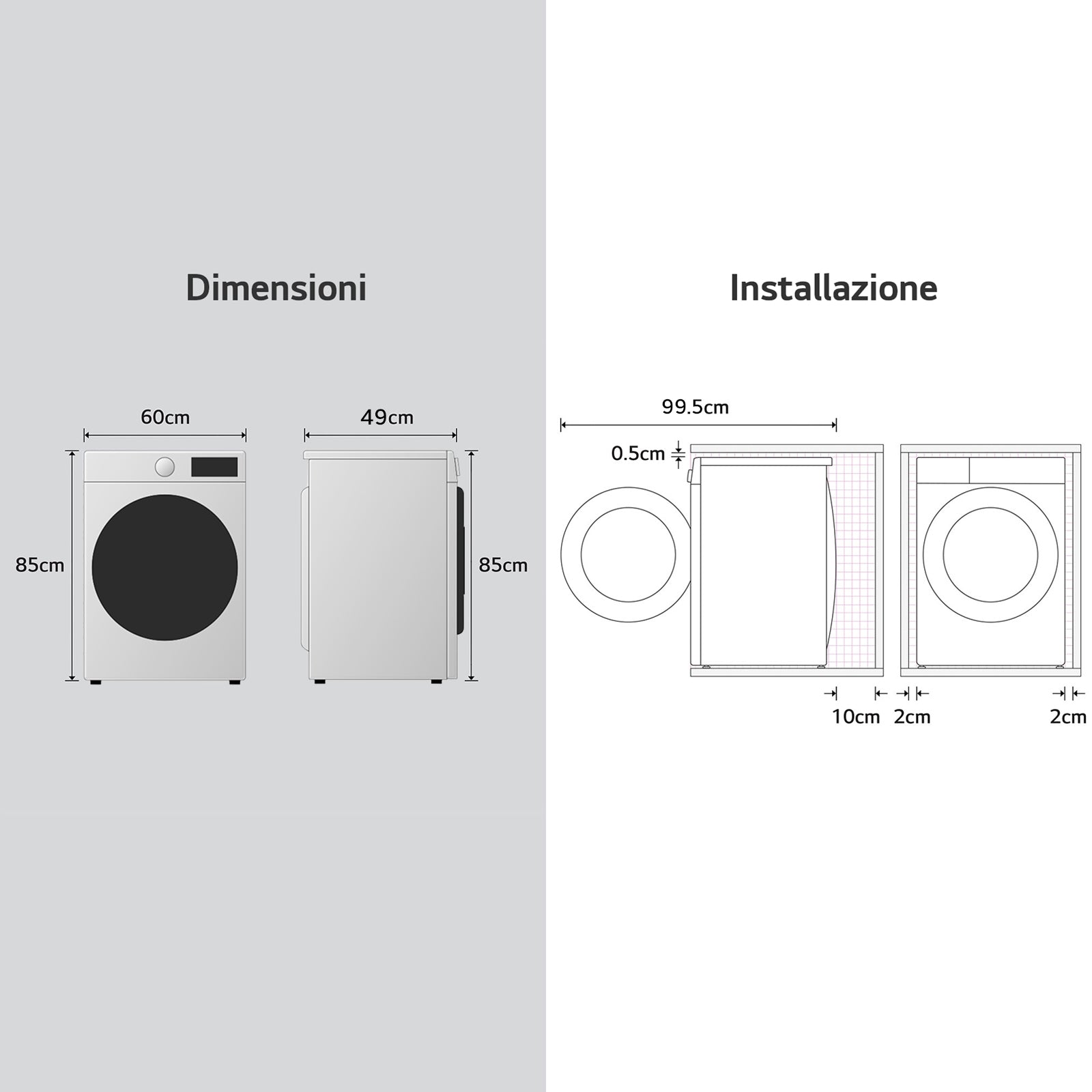 Lavatrice a Vapore Libera Installazione Caricamento Frontale LG F4NA1009NWK  9 kg, 1400 Giri, Classe A