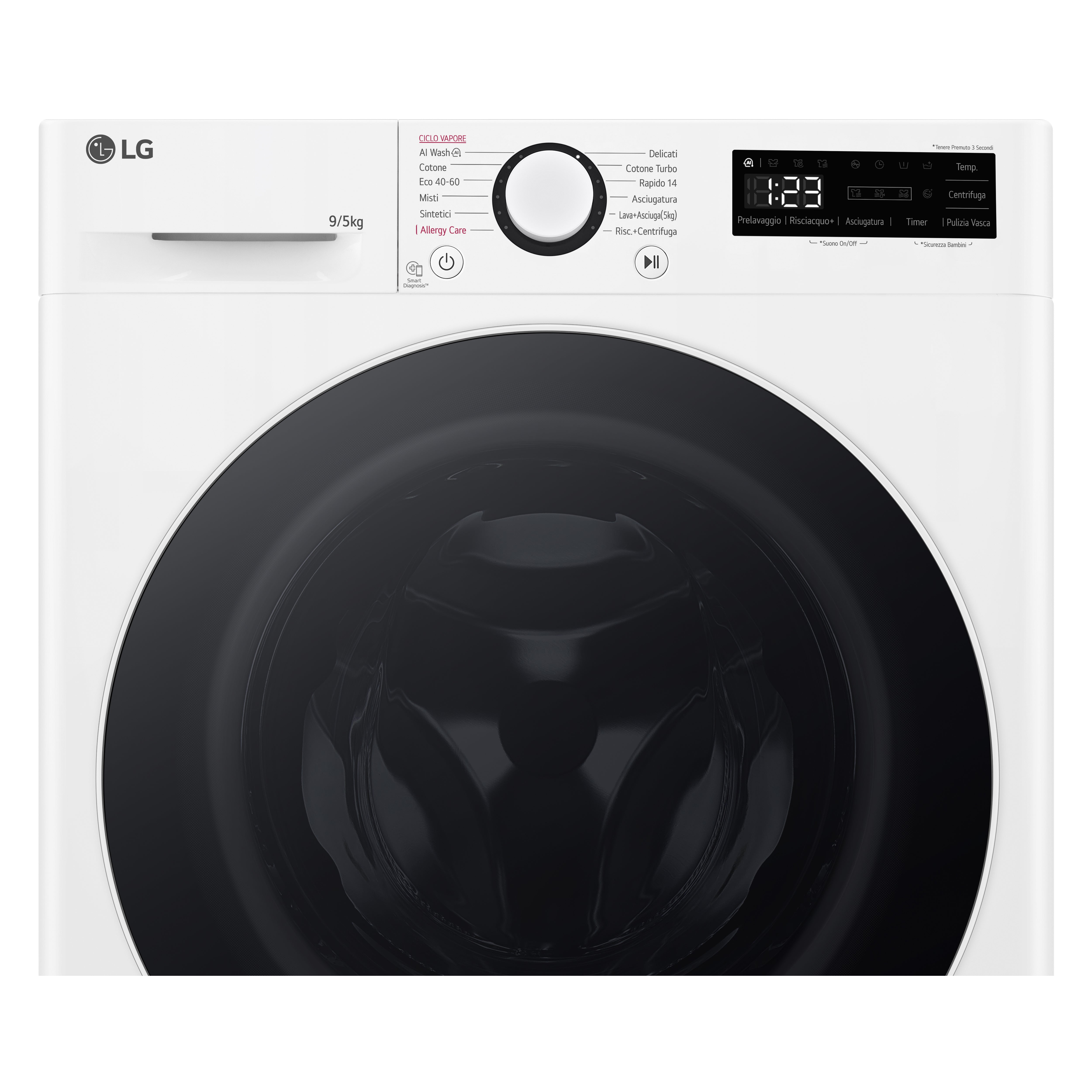 Lavasciuga Libera Installazione Caricamento Frontale LG D2R5S09TSWW Slim 9/5kg AI DD Classe E 1200 giri