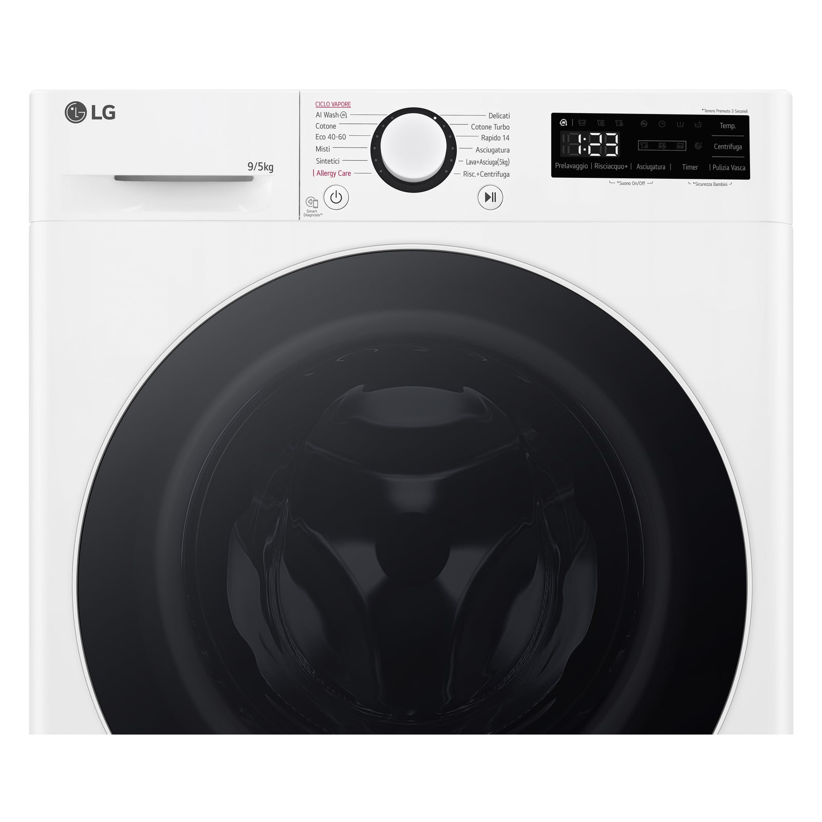 Lavasciuga Libera Installazione Caricamento Frontale LG D2R5S09TSWW Slim 9/5kg AI DD Classe E 1200 giri