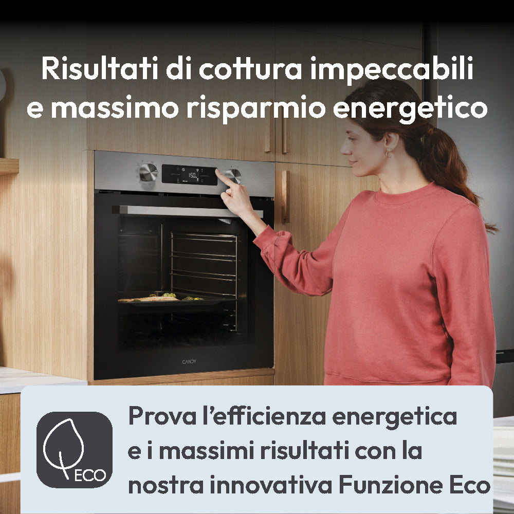Forno Da Incasso Candy New Moderna CA6 N3B1HTX 78L in Acciaio Inox, Nero