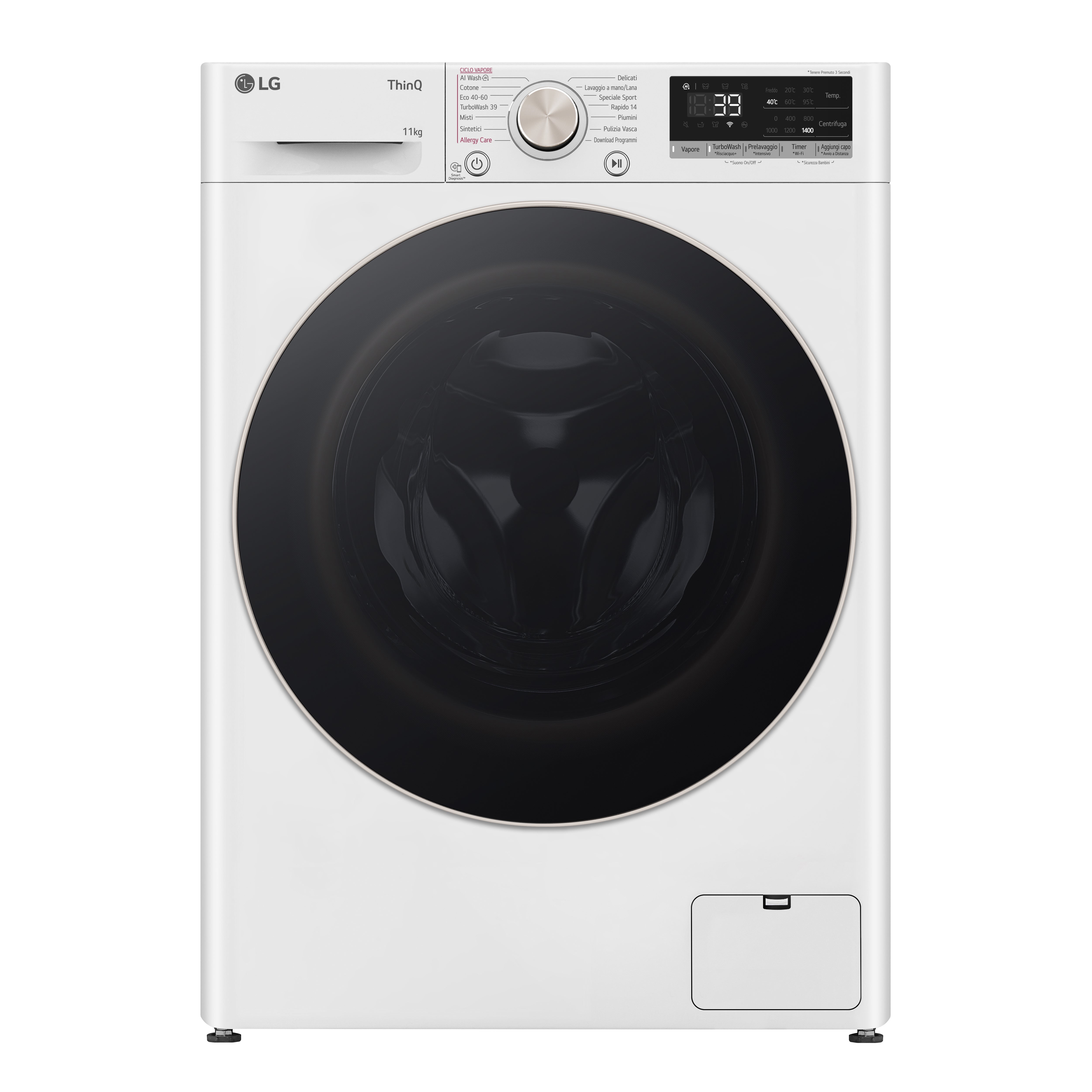 Lavatrice a Vapore Libera Installazione Caricamento Frontale LG F4R7011TSWG 11kg Classe A 1400 giri Bianco