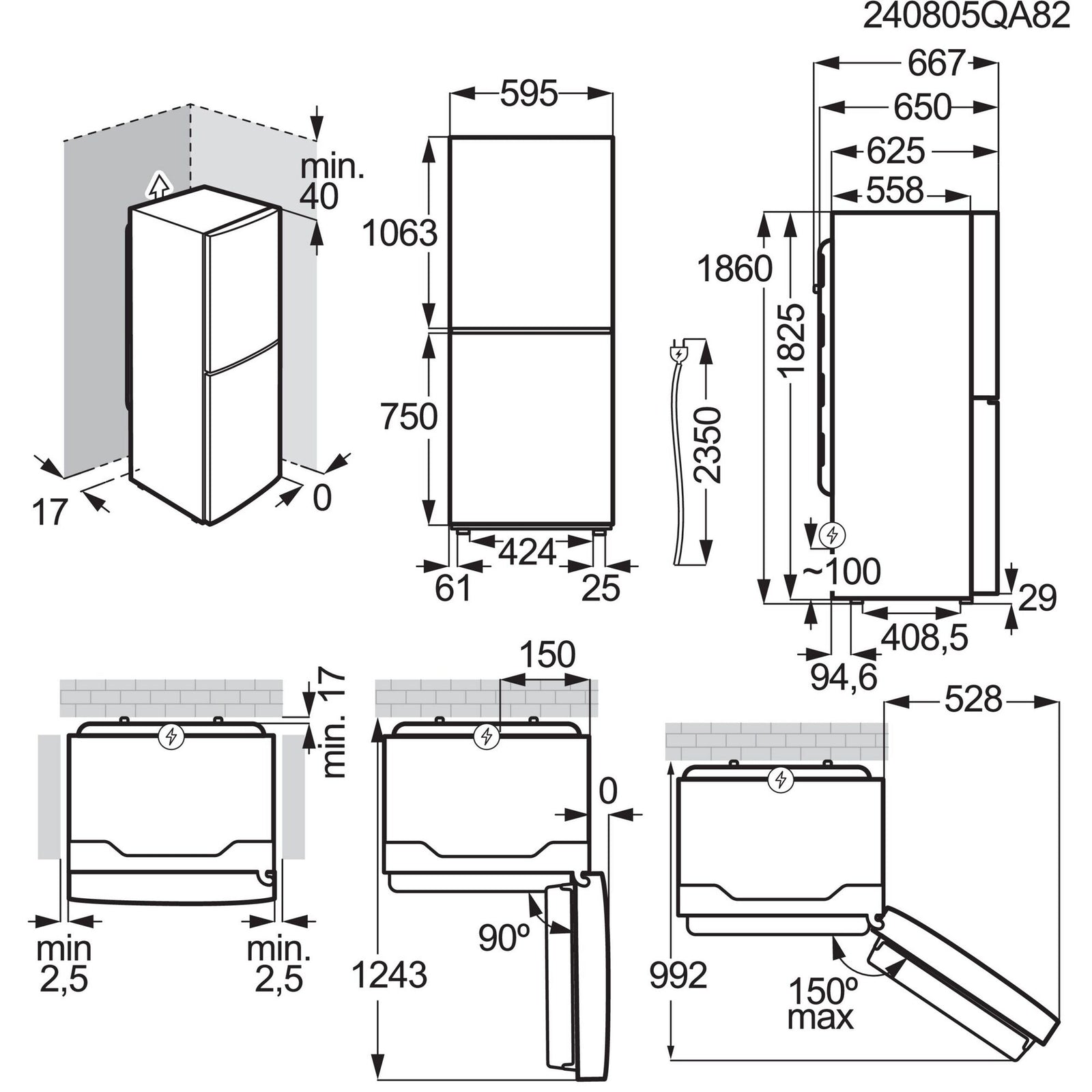 Frigorifero con Congelatore Libera Installazione Electrolux Serie 600 TwinTech® LNT6ME32U2 Total No Frost 186 cm