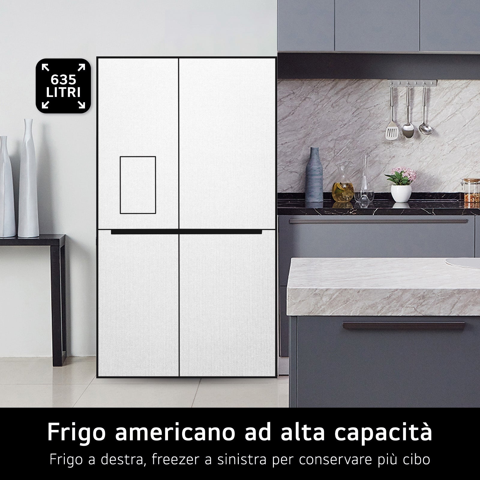 Frigorifero Side-by-Side Libera Installazione LG GSBC40PYPE 664L Classe E Prime Silver