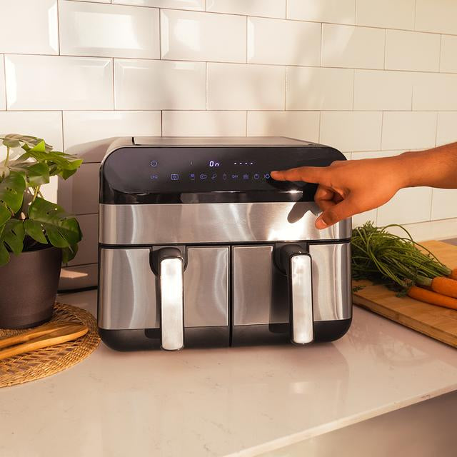 Friggitrice ad Aria Calda Cecotec Advance 9000 Doppia 9L Indipendente 2800 W Nero, Acciaio inox