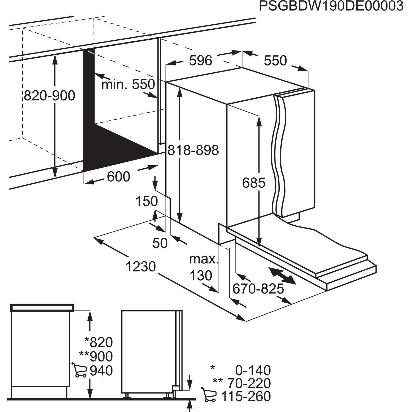 Lavastoviglie Da Incasso A Scomparsa Totale Electrolux Serie 600 SatelliteClean EES47311L 13 Coperti Classe D