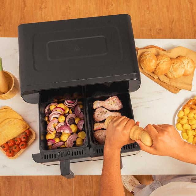Friggitrice ad Aria Calda Cecotec Advance 9000 Doppia 9L Indipendente 2800 W Nero, Acciaio inox