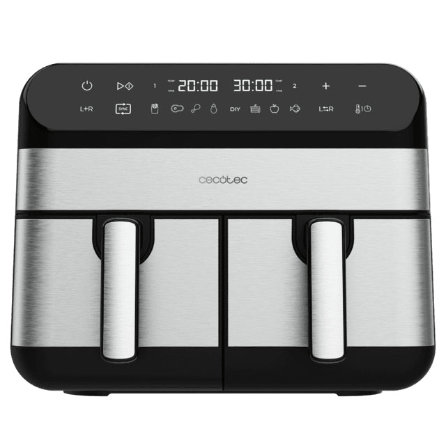 Friggitrice ad Aria Calda Cecotec Advance 9000 Doppia 9L Indipendente 2800 W Nero, Acciaio inox