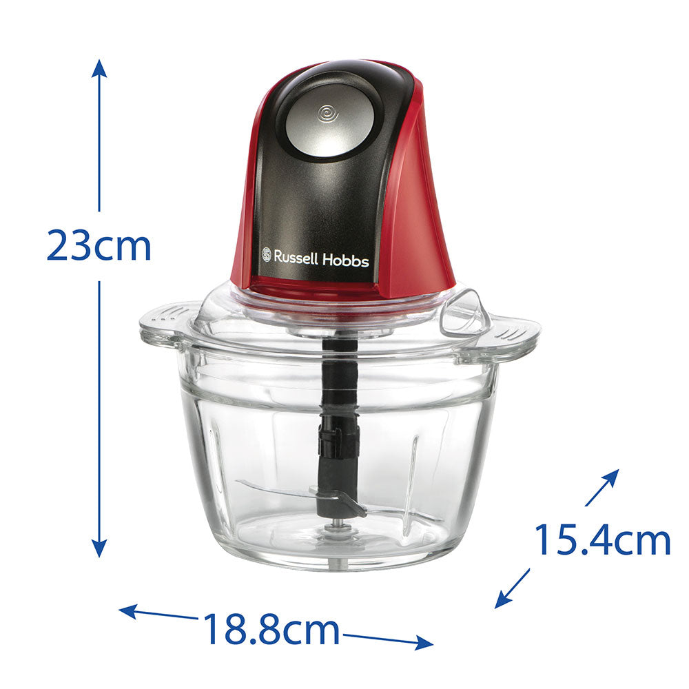 Tritatutto Elettrico Russell Hobbs 27130-56 0,5L 200 W Nero, Rosso, Trasparente