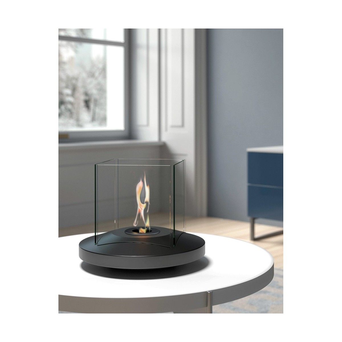 TECNOAIR SYSTEM Camino a Bioetanolo Ruby Da Tavolo Modello LIONE Da 0,5 kW - Colore Nero