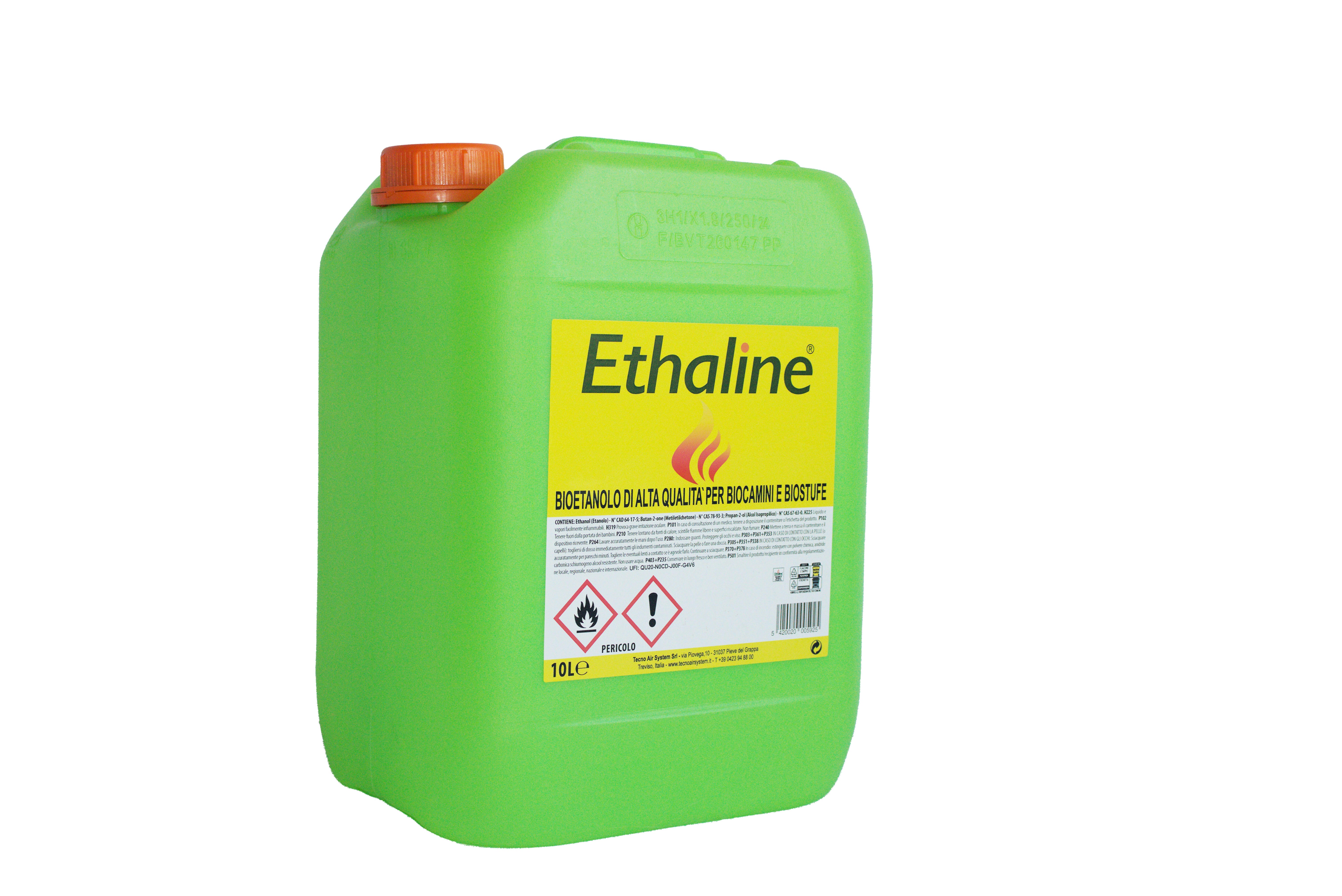 TECNOAIR SYSTEM Bioetanolo Ethaline Liquido Da 10 Lt - 2 Taniche a Confezione