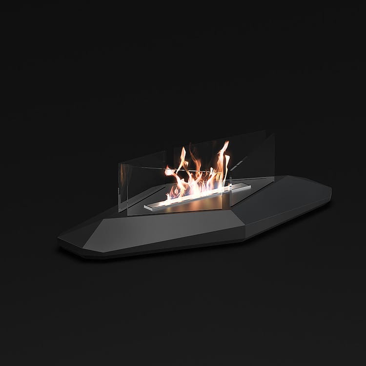 TECNOAIR SYSTEM Camino a Bioetanolo Ruby Da Tavolo Modello BOSTON Da 1,2 kW - Colore Nero
