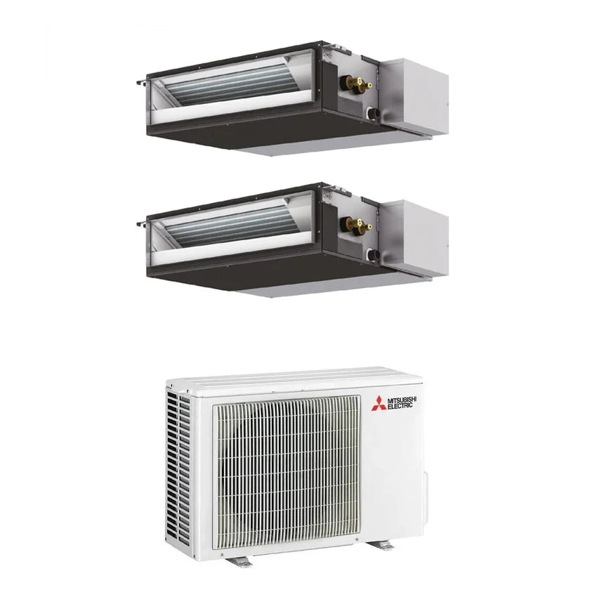 Climatiseur split gainable Mitsubishi Electric (essai) R-32 9000+9000+12000 BTU + MXZ-3F68VF avec Wi-Fi en option