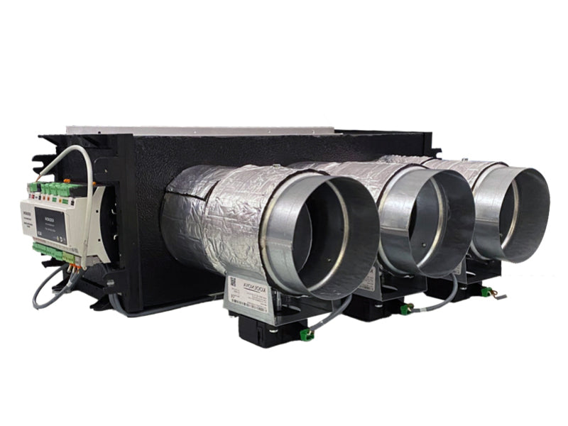 AIR CONTROL Plenum Cablato Motorizzato 5 STACCHI/DIAMETRO 150 + Kit Comando Radio Bianchi 5COM-R-B