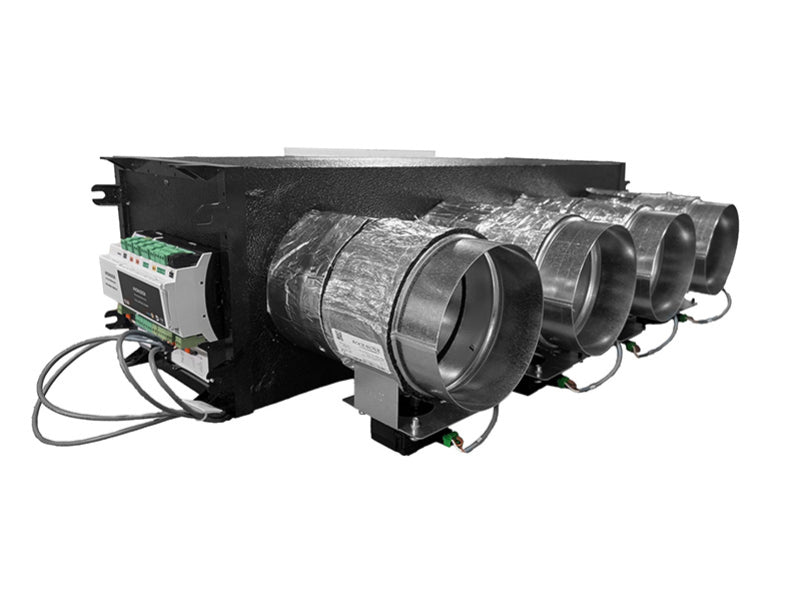 AIR CONTROL Plenum Cablato Motorizzato 2 Stacchi Diametro 150 - Interfaccia a Filo + Kit Comando Radio
