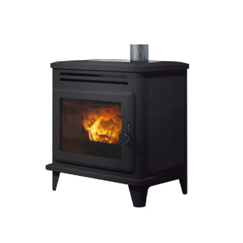 Stufa a Pellet EdilKamin Modello Lille 7 Evo Da 6,5 Kw in Ghisa Nera Bocciardata