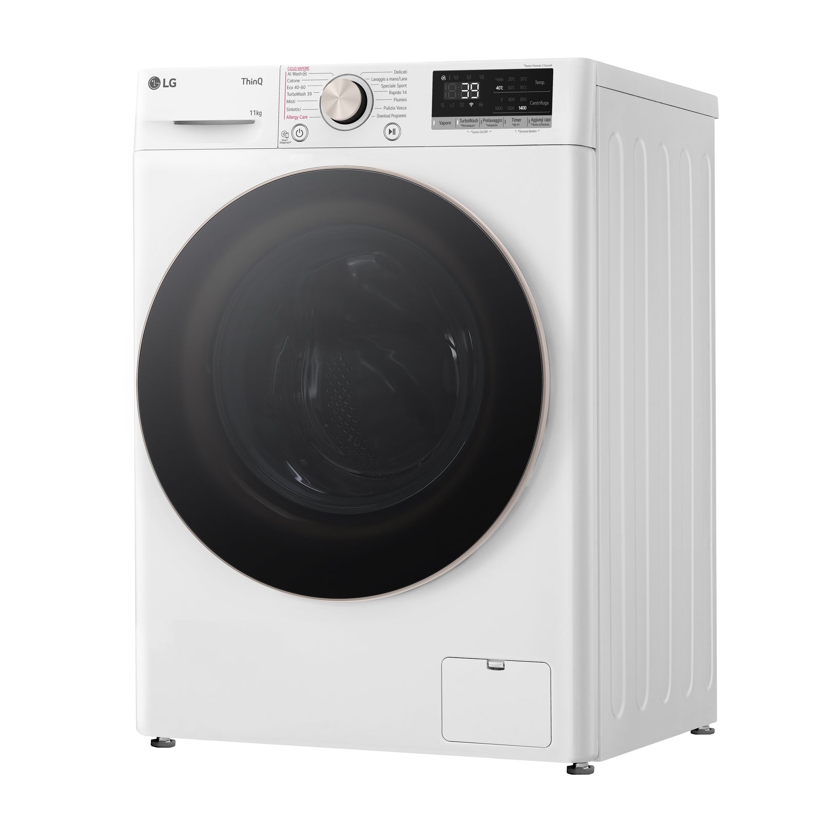 Lavatrice a Vapore Libera Installazione Caricamento Frontale LG F4R7011TSWG 11kg Classe A 1400 giri Bianco