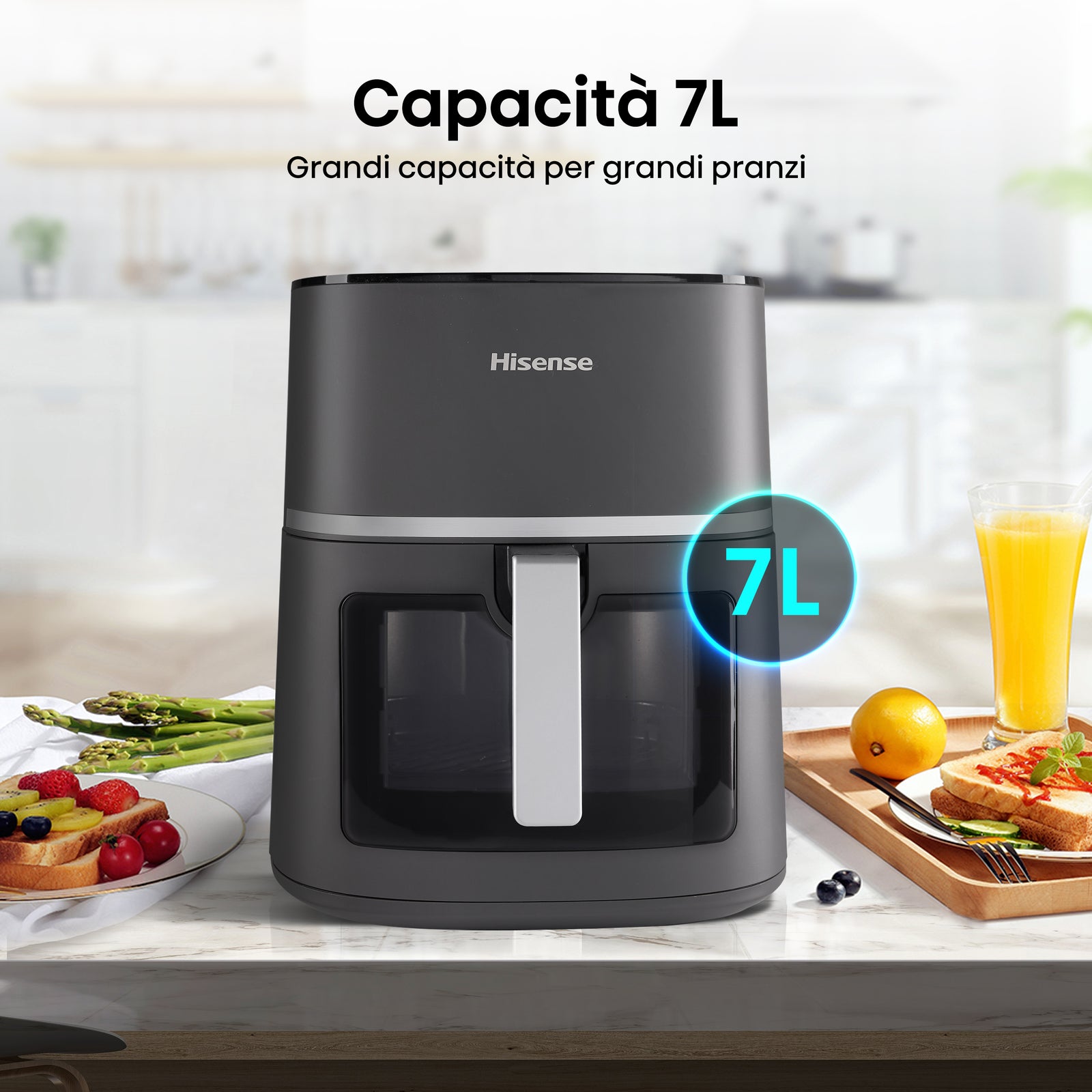 Friggitrice ad Aria Calda Hisense HAF1900D Singolo 7L 1800 W Nero