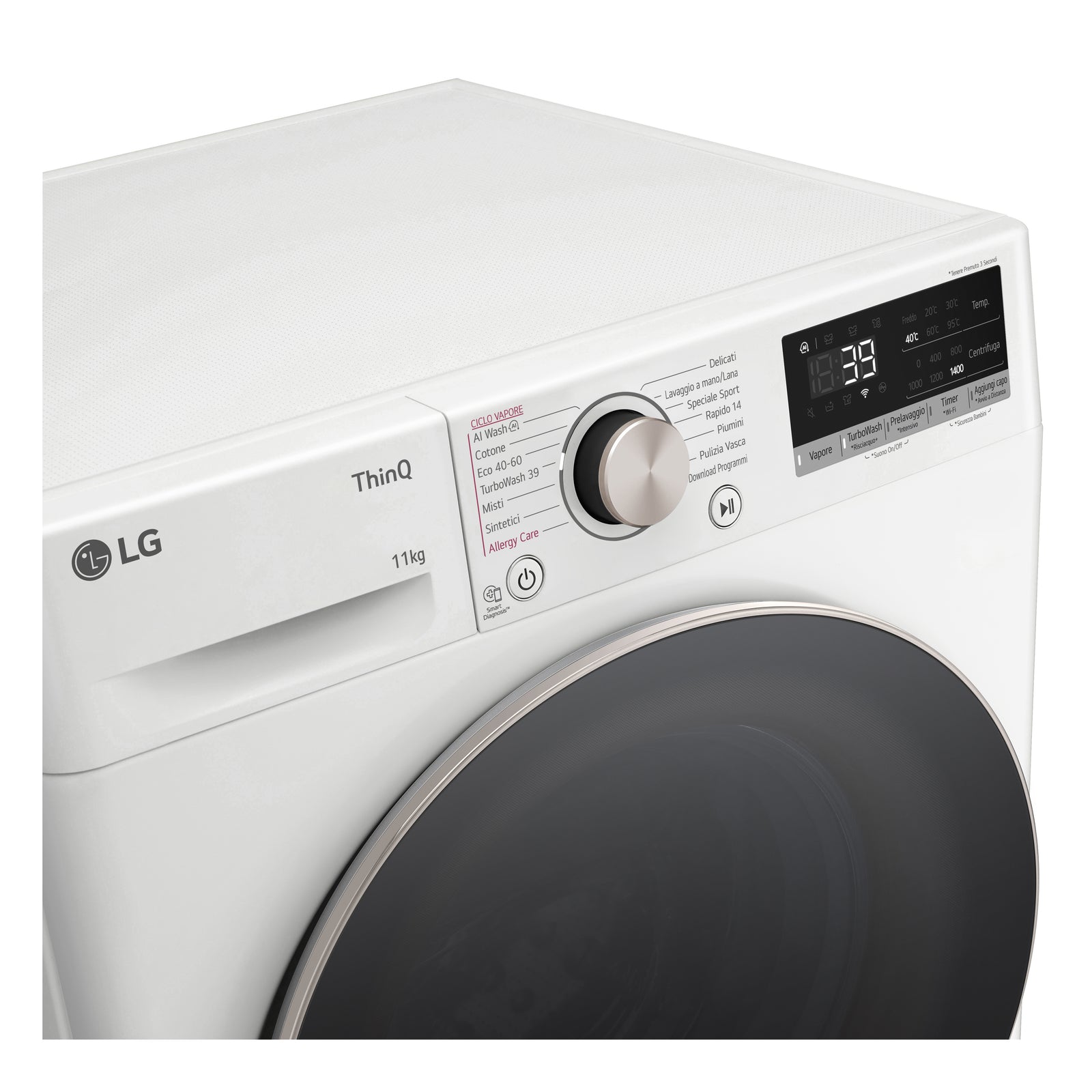 Lavatrice a Vapore Libera Installazione Caricamento Frontale LG F4R7011TSWG 11kg Classe A 1400 giri Bianco