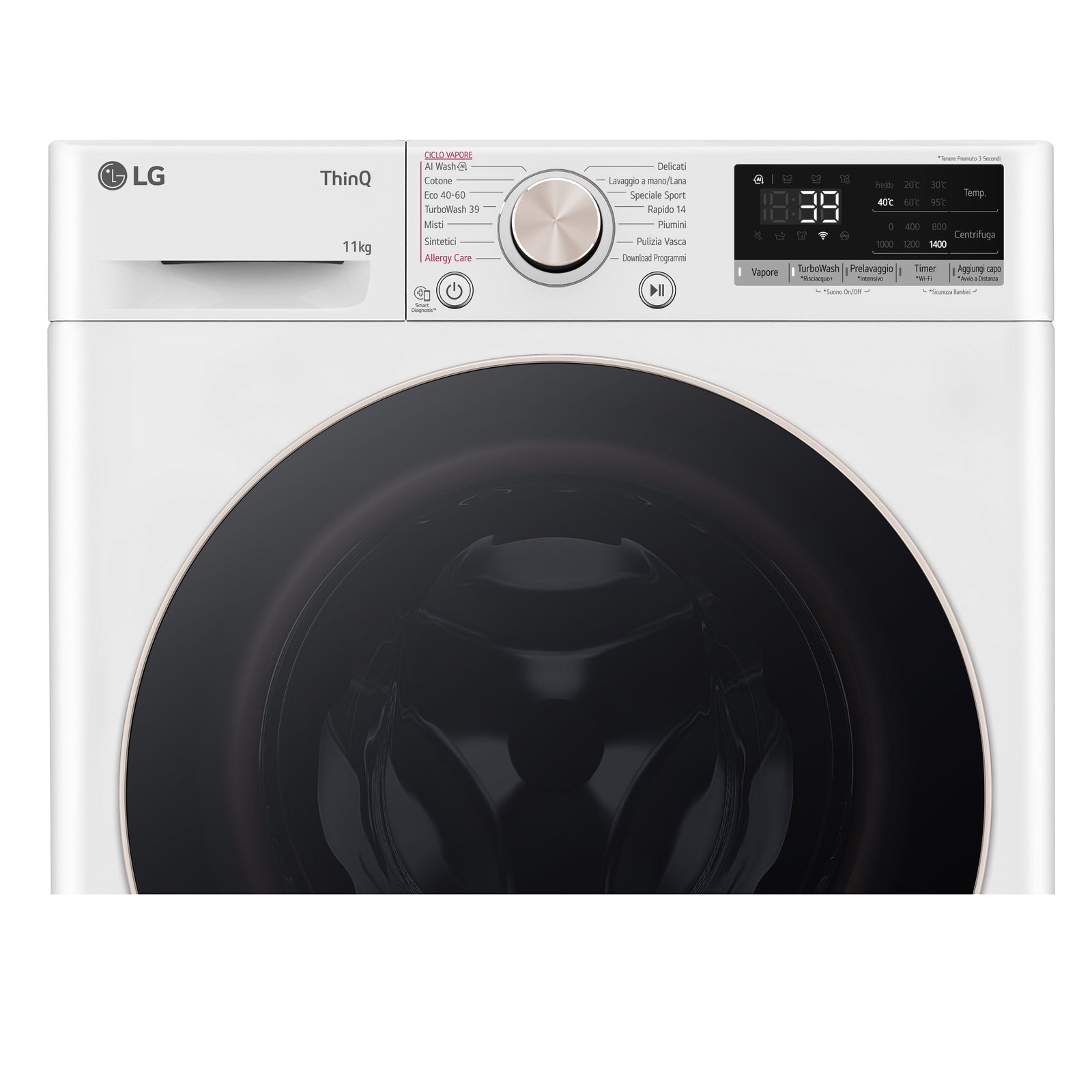 Lavatrice a Vapore Libera Installazione Caricamento Frontale LG F4R7011TSWG 11kg Classe A 1400 giri Bianco