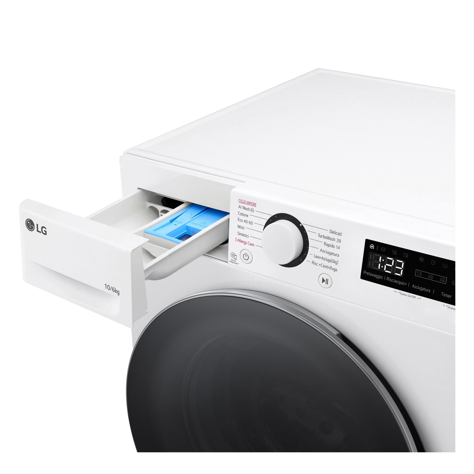 Lavasciuga Libera Installazione Serie R5 LG D4R5010TSWS 10/6kg AI DD Classe D 1400 giri/min Bianca